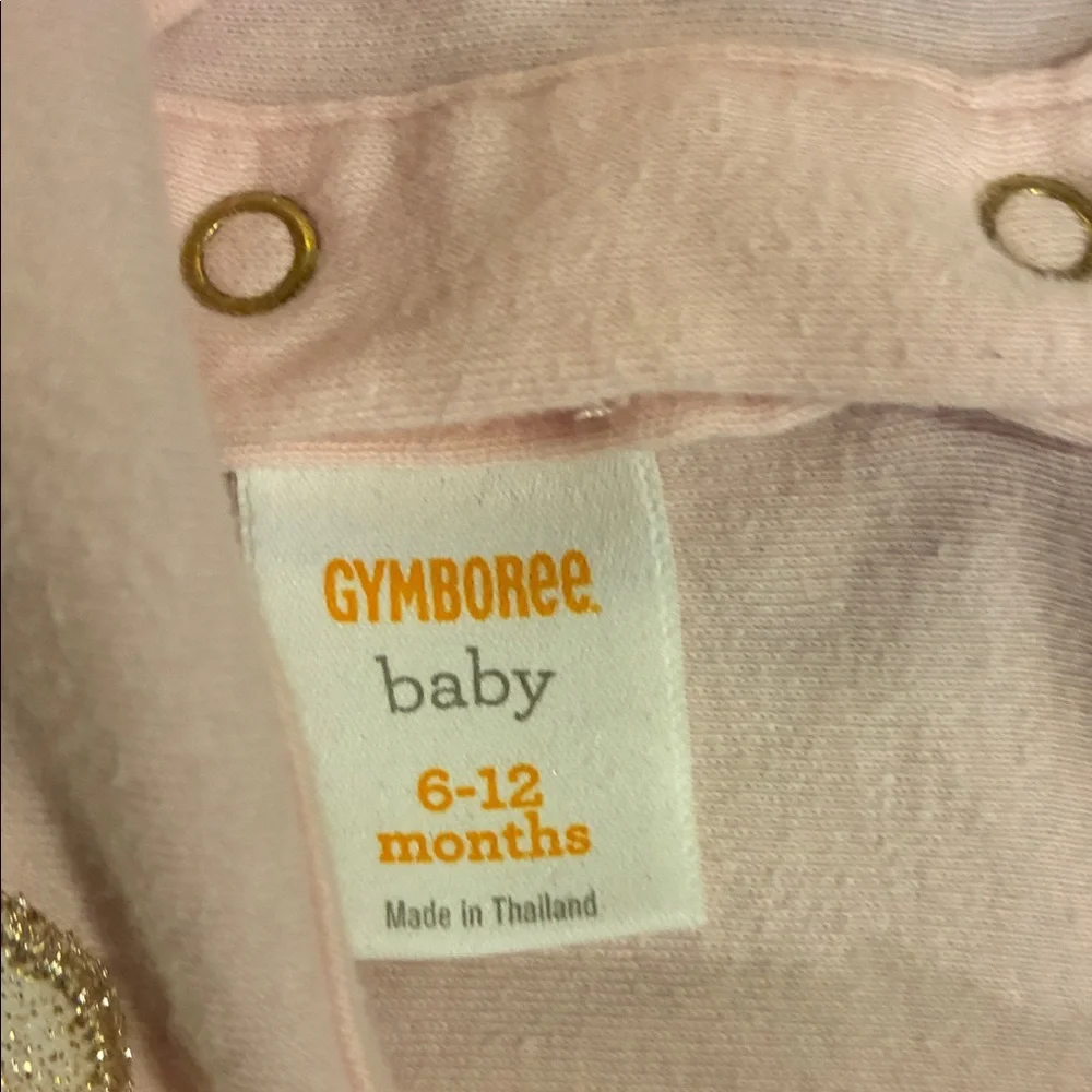 Gymboree Pink and Gold Glittery Babydoll Bunny Dress SiZe 6 -12 Mo